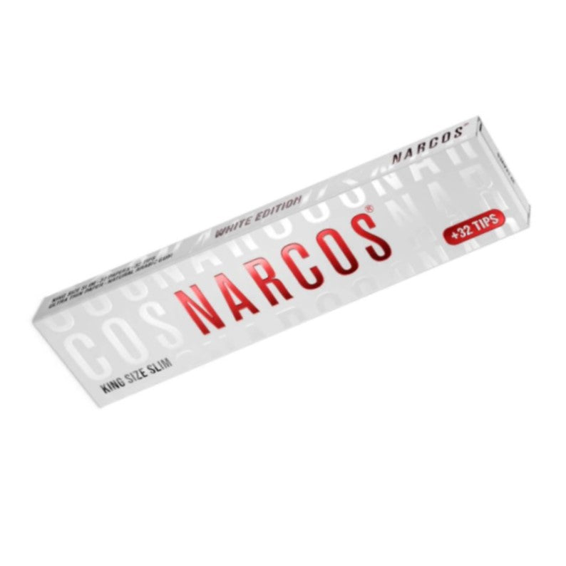 Narcos White Edition King Size Slim Rolling Papers + Tips - By Narcos