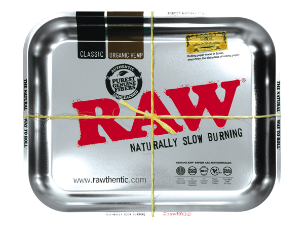 Medium Silver Metallic Metal Rolling Tray By Raw