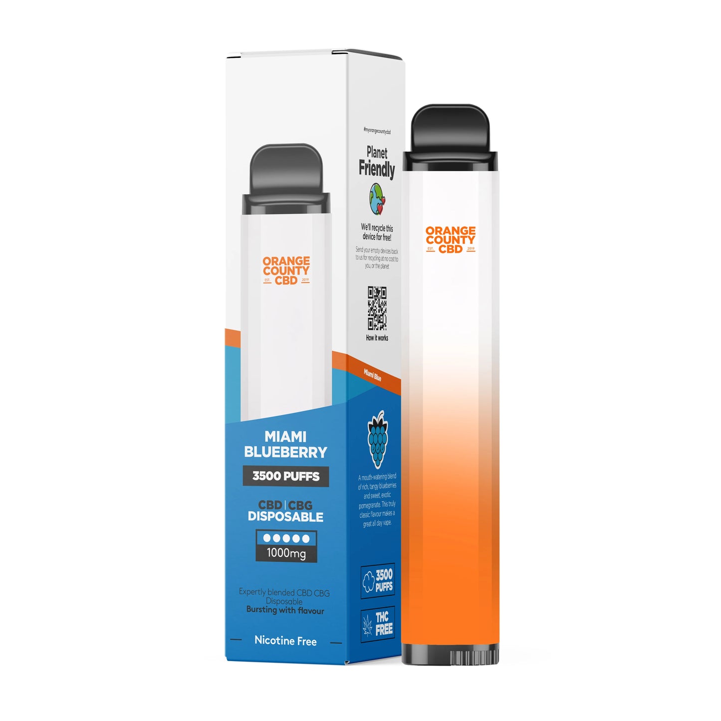 CBD/CBG Disposable Vape Pen (1000mg)(3500 Puff) By Orange County CBD