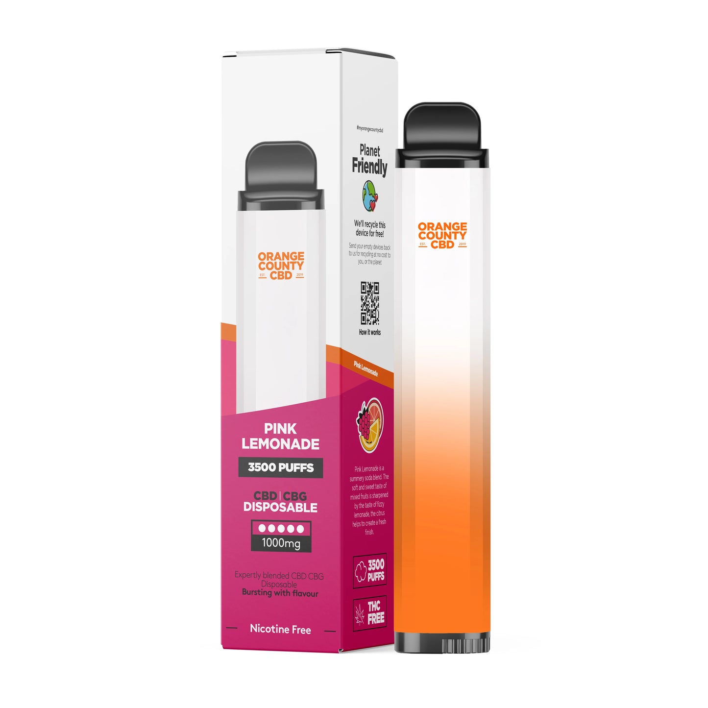 CBD/CBG Disposable Vape Pen (1000mg)(3500 Puff) By Orange County CBD