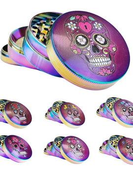 Rainbow Mexican Skulls Metal Grinder 4 Parts (Random Design) – 50mm