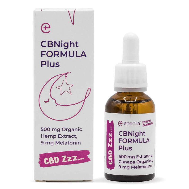 CBNight FORMULA Plus (500mg Organic Hemp Extract + 9mg Melatonin)  by Enecta