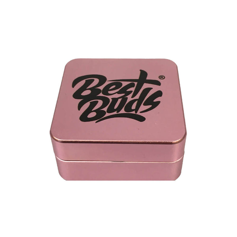 Flat Square Aluminium Grinder Flamingo x 4 Parts (50mm) - By Best Buds
