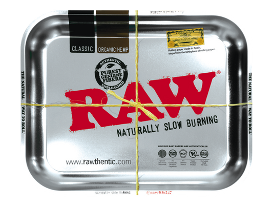 Medium Silver Metallic Metal Rolling Tray By Raw