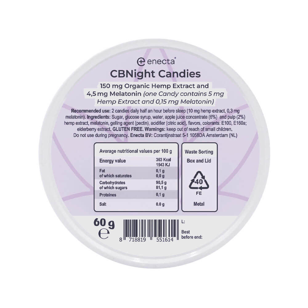 CBNight Candies with Organic Hemp & Melatonin (30PCS) by Enecta