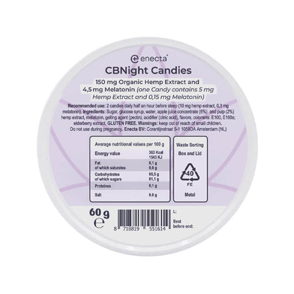 CBNight Candies with Organic Hemp & Melatonin (30PCS) by Enecta
