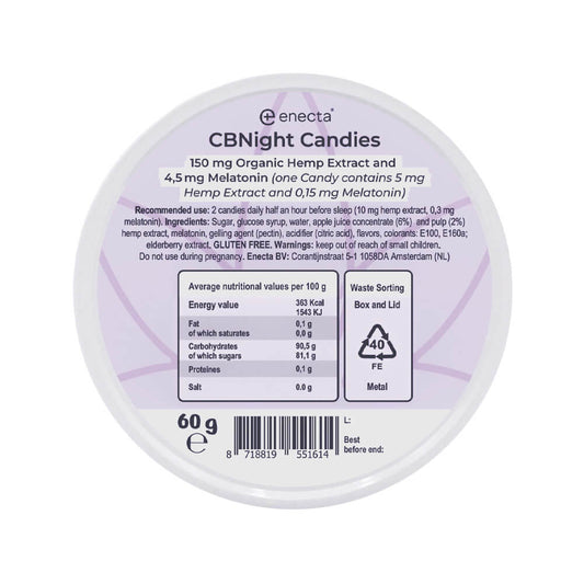 CBNight Candies with Organic Hemp & Melatonin (30PCS) by Enecta
