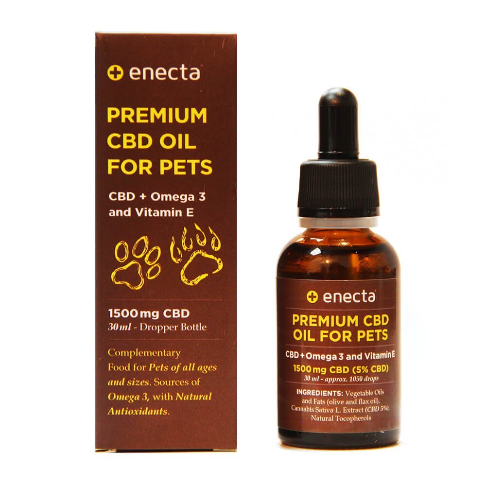 Premium CBD Oil For Pets 1500mg with Omega 3 & Vitamin E (30ml) by Enecta