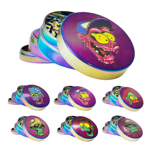 Rainbow Monster Skulls Metal Grinder 4 Parts (Random Design) – 50mm