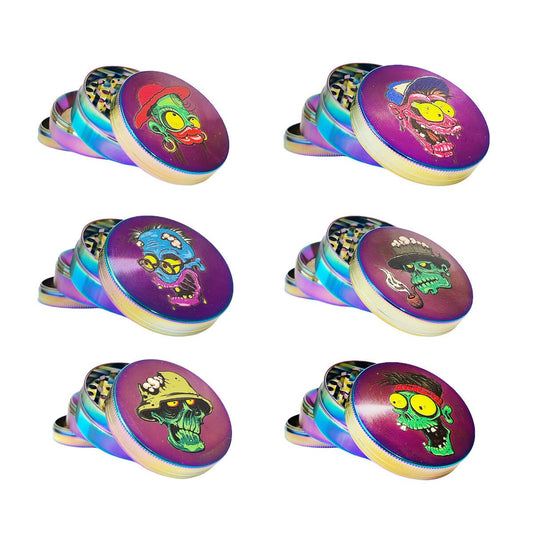 Rainbow Monster Skulls Metal Grinder 4 Parts (Random Design) – 50mm