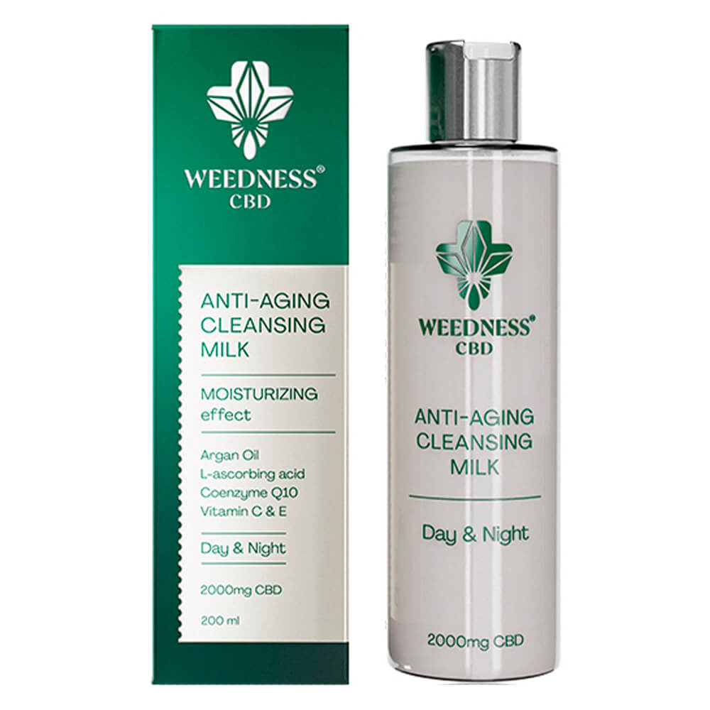 Day & Night Anti-Aging Cleansing Milk 2000mg CBD (200ml) By Weedness CBD