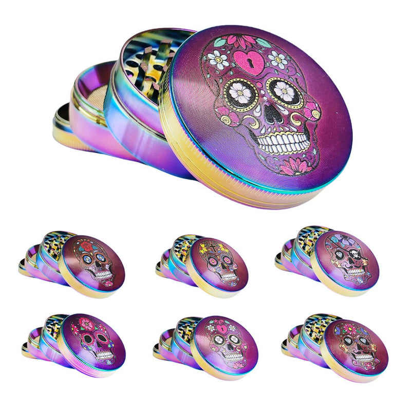 Rainbow Mexican Skulls Metal Grinder 4 Parts (Random Design) – 50mm