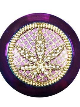 Rainbow Diamond Weed Leaf Metal Grinder 4 Parts – 50mm By The Bulldog