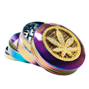 Rainbow Diamond Weed Leaf Metal Grinder 4 Parts – 50mm By The Bulldog